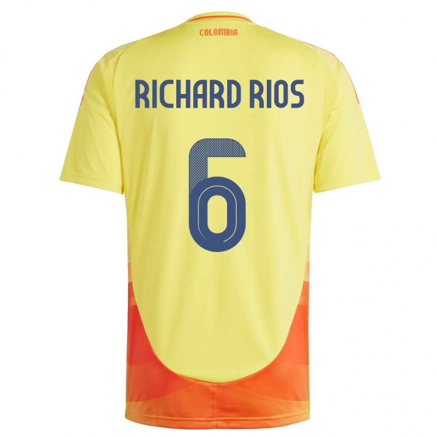 Niño Fútbol Camiseta Colombia Richard Ríos #6 Amarillo 1ª Equipación 24-26 Argentina