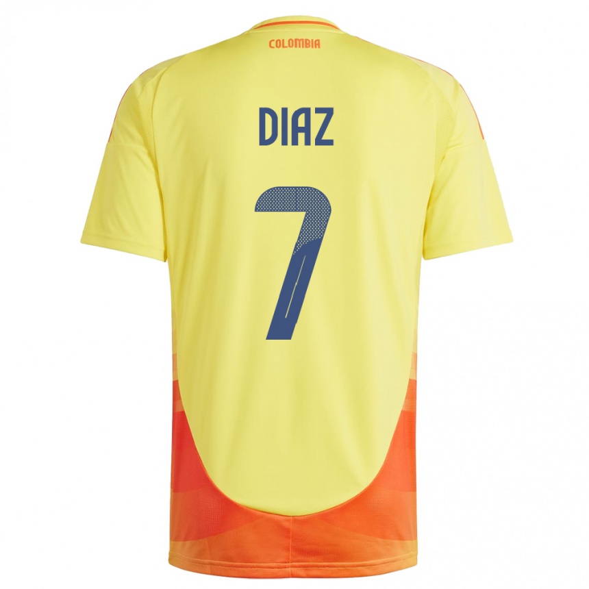 Niño Fútbol Camiseta Colombia Luis Díaz #7 Amarillo 1ª Equipación 24-26 Argentina