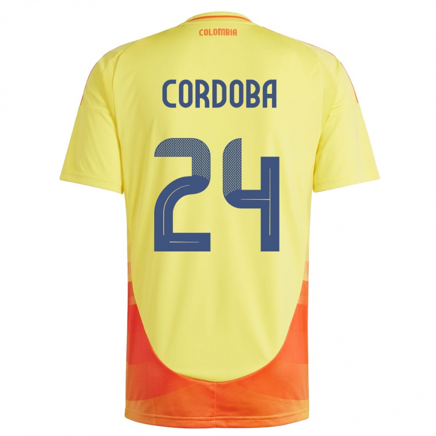 Niño Fútbol Camiseta Colombia Jhon Córdoba #24 Amarillo 1ª Equipación 24-26 Argentina