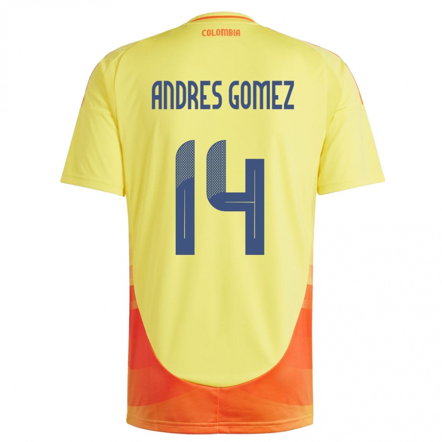 Niño Fútbol Camiseta Colombia Carlos Andrés Gómez #14 Amarillo 1ª Equipación 24-26 Argentina