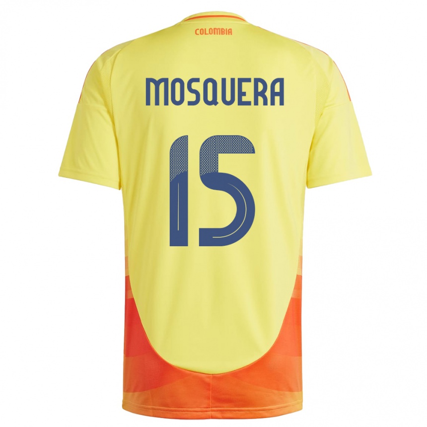 Niño Fútbol Camiseta Colombia Yerson Mosquera #15 Amarillo 1ª Equipación 24-26 Argentina