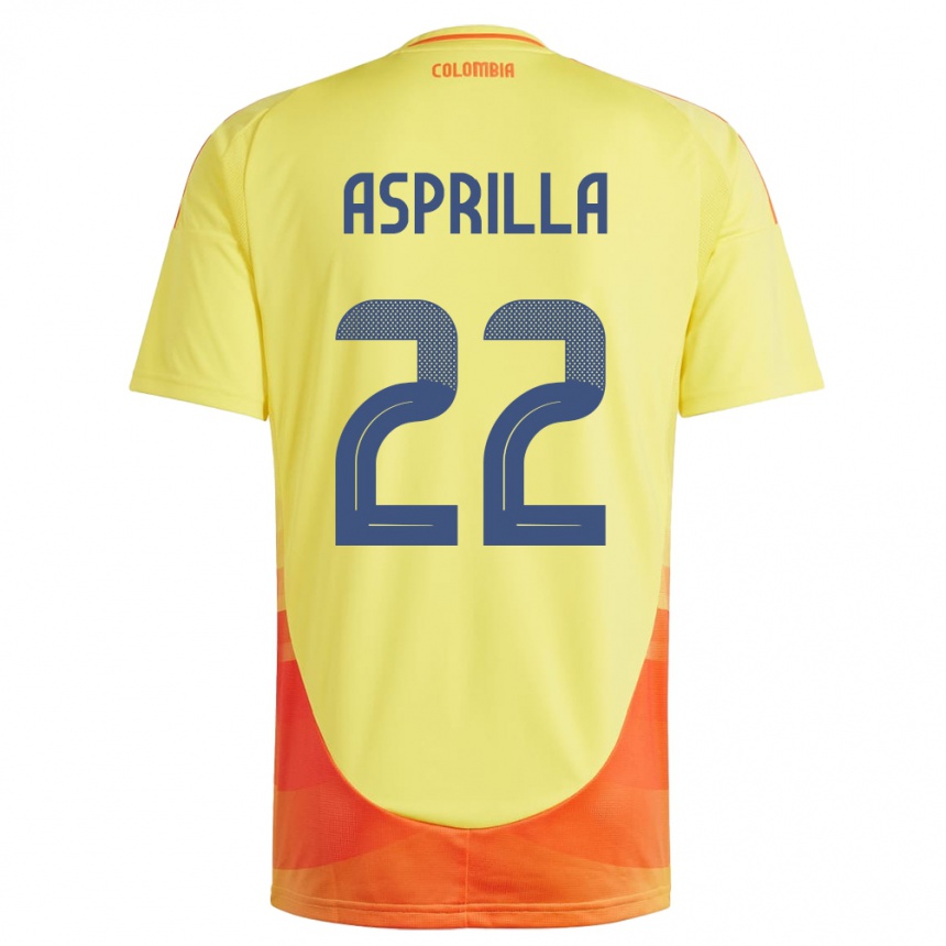 Niño Fútbol Camiseta Colombia Yáser Asprilla #22 Amarillo 1ª Equipación 24-26 Argentina