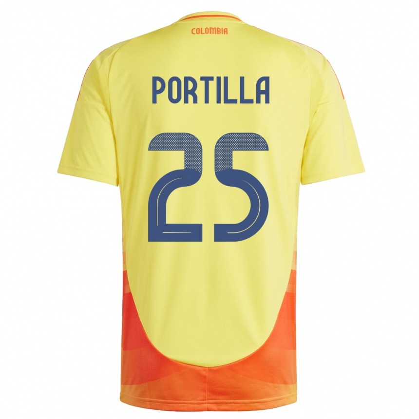 Niño Fútbol Camiseta Colombia Juan Portilla #25 Amarillo 1ª Equipación 24-26 Argentina