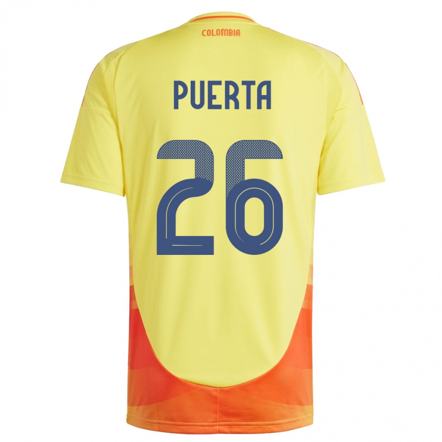 Niño Fútbol Camiseta Colombia Gustavo Puerta #26 Amarillo 1ª Equipación 24-26 Argentina