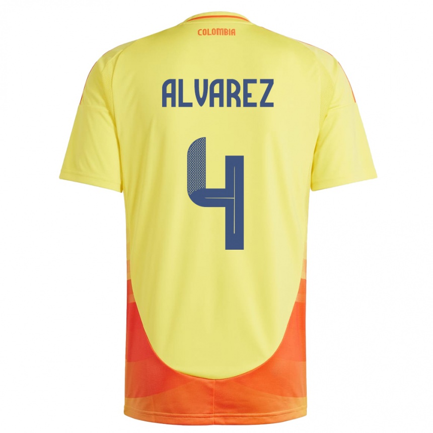 Niño Fútbol Camiseta Colombia Fernando Álvarez #4 Amarillo 1ª Equipación 24-26 Argentina