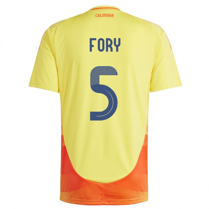 Niño Fútbol Camiseta Colombia Jimer Fory #5 Amarillo 1ª Equipación 24-26 Argentina