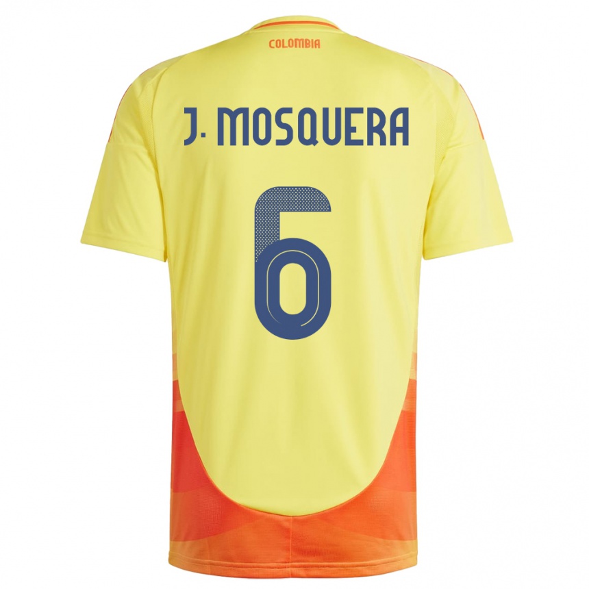 Niño Fútbol Camiseta Colombia Juan Mosquera #6 Amarillo 1ª Equipación 24-26 Argentina