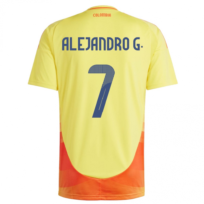 Niño Fútbol Camiseta Colombia Alejandro García #7 Amarillo 1ª Equipación 24-26 Argentina