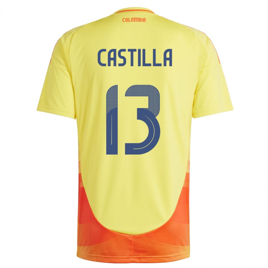 Niño Fútbol Camiseta Colombia Juan Castilla #13 Amarillo 1ª Equipación 24-26 Argentina