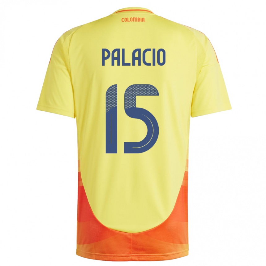 Niño Fútbol Camiseta Colombia Nelson Palacio #15 Amarillo 1ª Equipación 24-26 Argentina