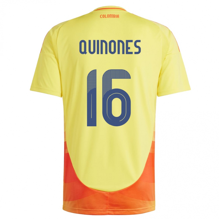 Niño Fútbol Camiseta Colombia Nelson Quiñónes #16 Amarillo 1ª Equipación 24-26 Argentina