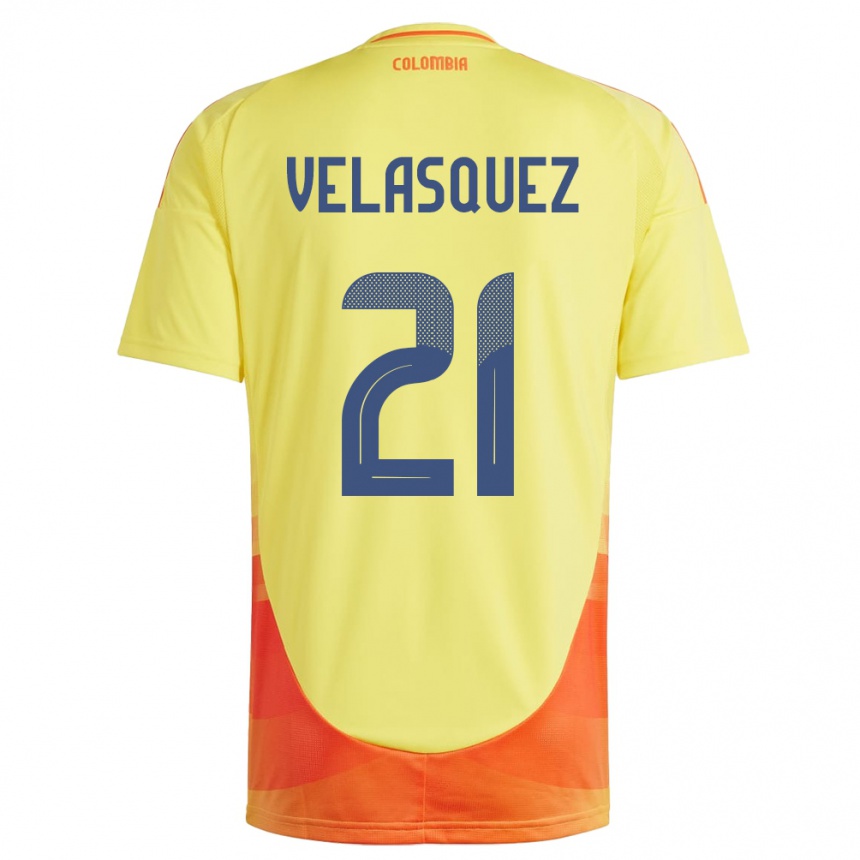 Niño Fútbol Camiseta Colombia Samuel Velásquez #21 Amarillo 1ª Equipación 24-26 Argentina