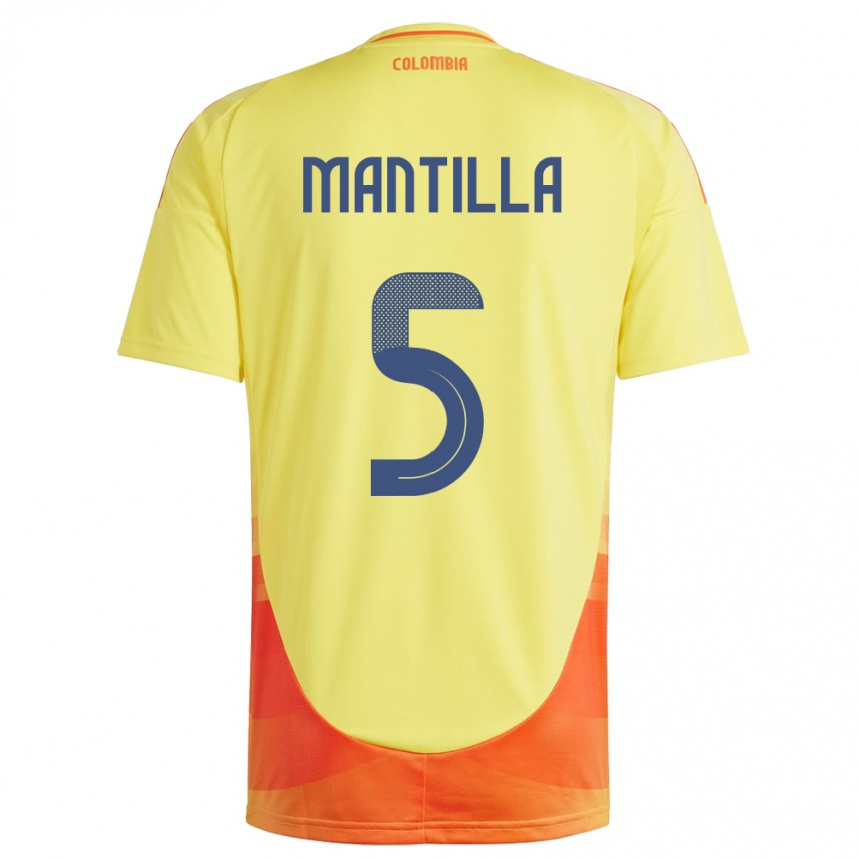 Niño Fútbol Camiseta Colombia Kevin Mantilla #5 Amarillo 1ª Equipación 24-26 Argentina