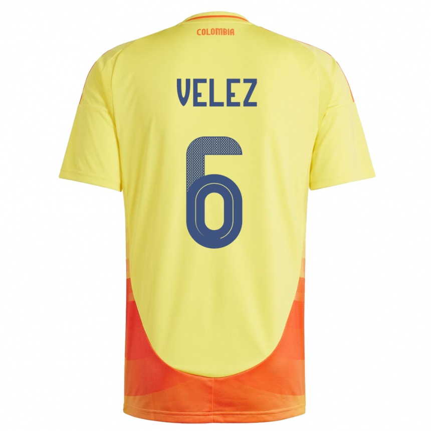 Niño Fútbol Camiseta Colombia Jhon Vélez #6 Amarillo 1ª Equipación 24-26 Argentina