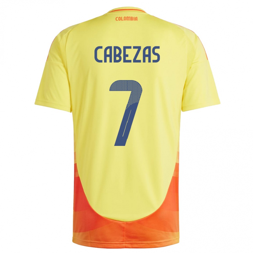 Niño Fútbol Camiseta Colombia Jorge Cabezas #7 Amarillo 1ª Equipación 24-26 Argentina