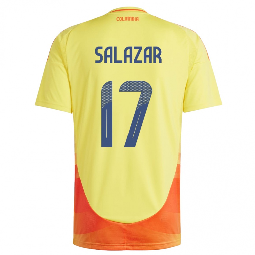 Niño Fútbol Camiseta Colombia Andrés Salazar #17 Amarillo 1ª Equipación 24-26 Argentina