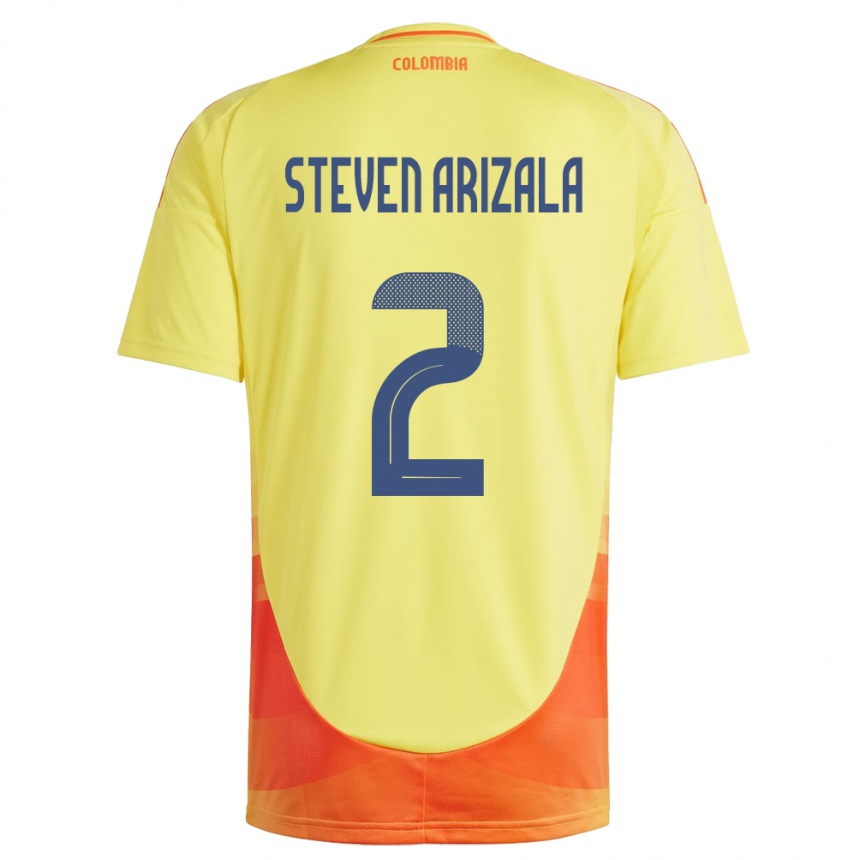 Niño Fútbol Camiseta Colombia Elver Steven Arizala #2 Amarillo 1ª Equipación 24-26 Argentina