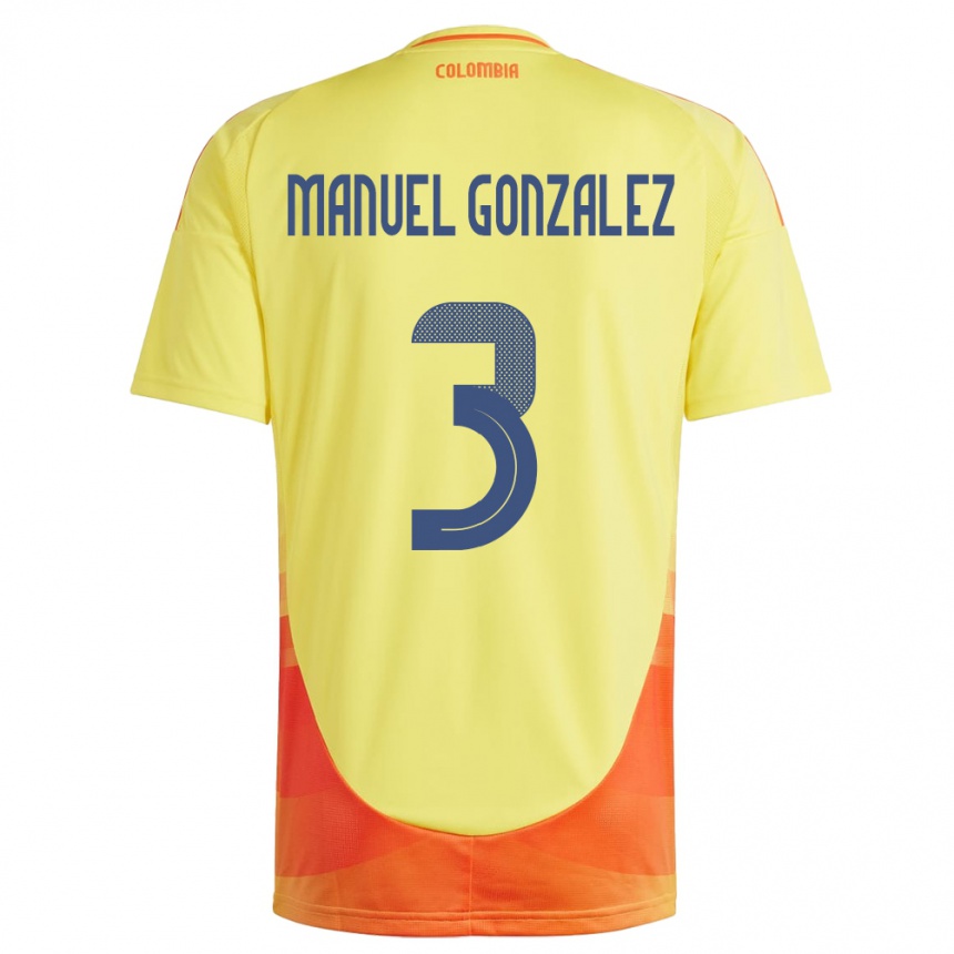 Niño Fútbol Camiseta Colombia Carlos Manuel González #3 Amarillo 1ª Equipación 24-26 Argentina