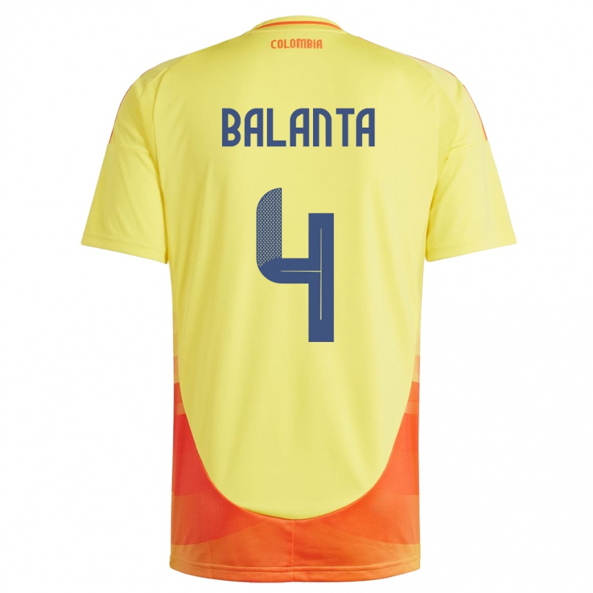 Niño Fútbol Camiseta Colombia Marlon Balanta #4 Amarillo 1ª Equipación 24-26 Argentina