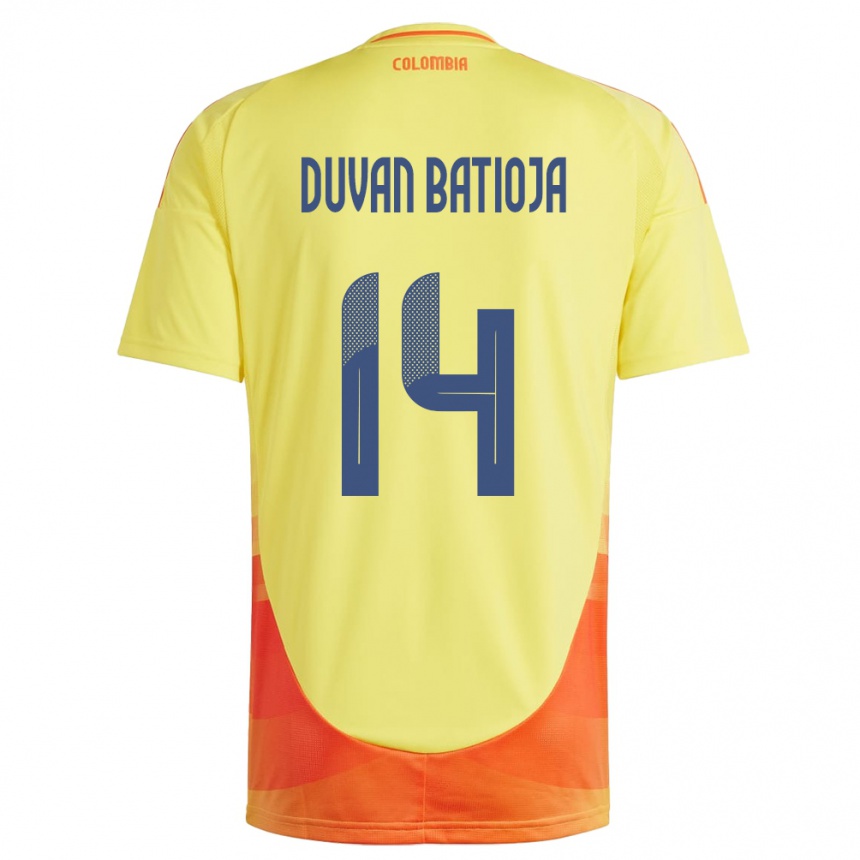 Niño Fútbol Camiseta Colombia Andy Duván Batioja #14 Amarillo 1ª Equipación 24-26 Argentina