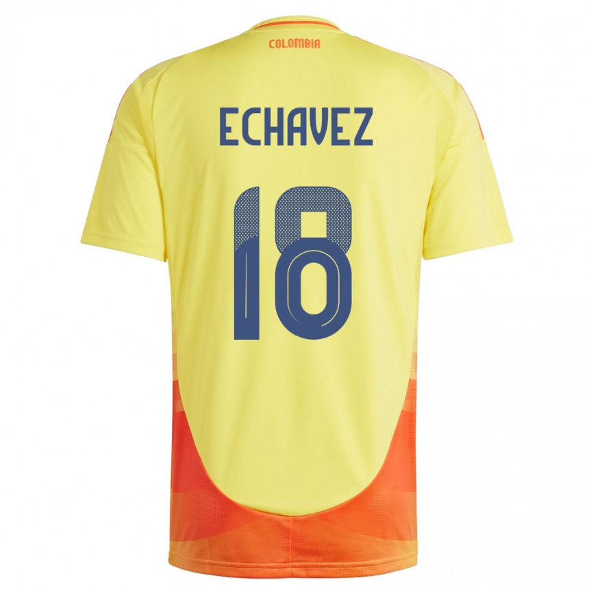 Niño Fútbol Camiseta Colombia Jhon Echavez #18 Amarillo 1ª Equipación 24-26 Argentina