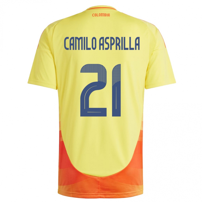 Niño Fútbol Camiseta Colombia Juan Camilo Asprilla #21 Amarillo 1ª Equipación 24-26 Argentina