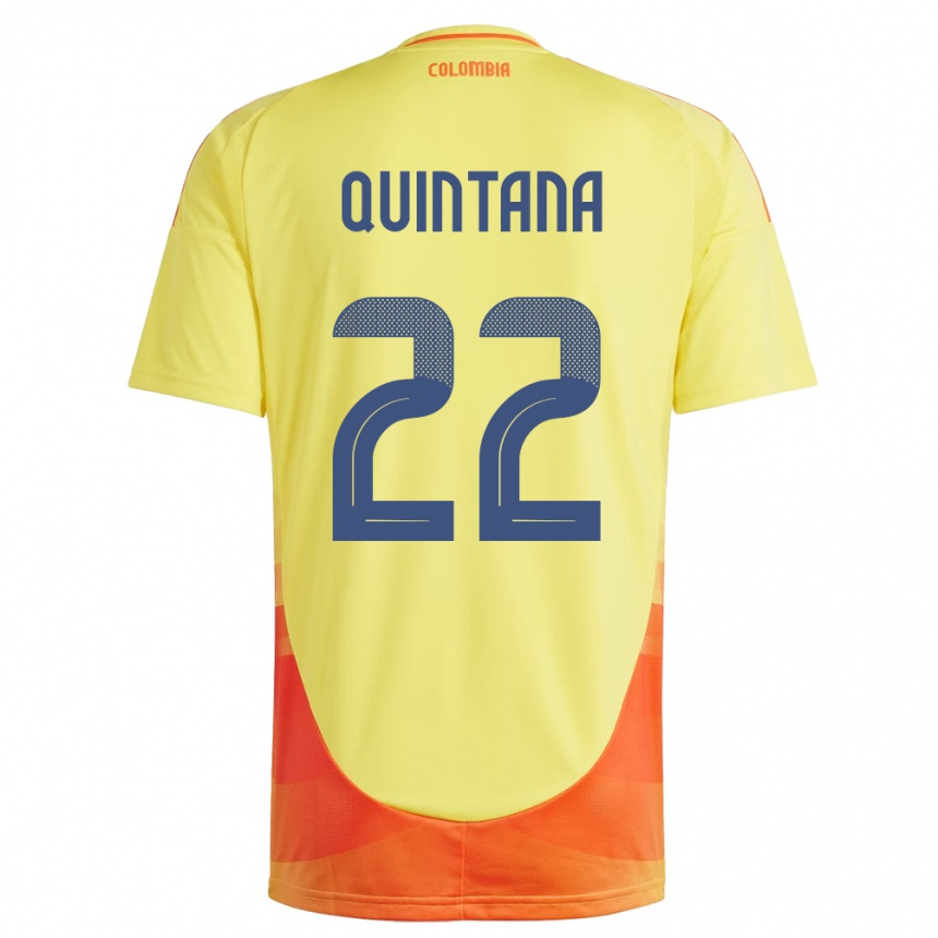 Niño Fútbol Camiseta Colombia Breiner Quintana #22 Amarillo 1ª Equipación 24-26 Argentina