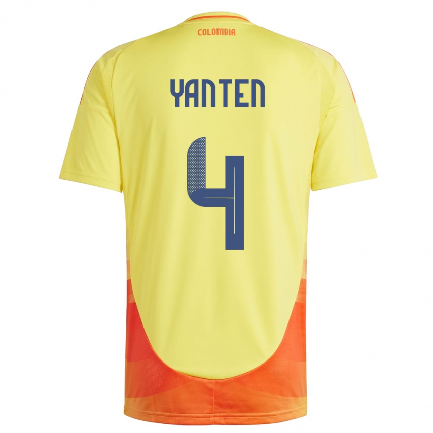 Niño Fútbol Camiseta Colombia Fabiana Yantén #4 Amarillo 1ª Equipación 24-26 Argentina