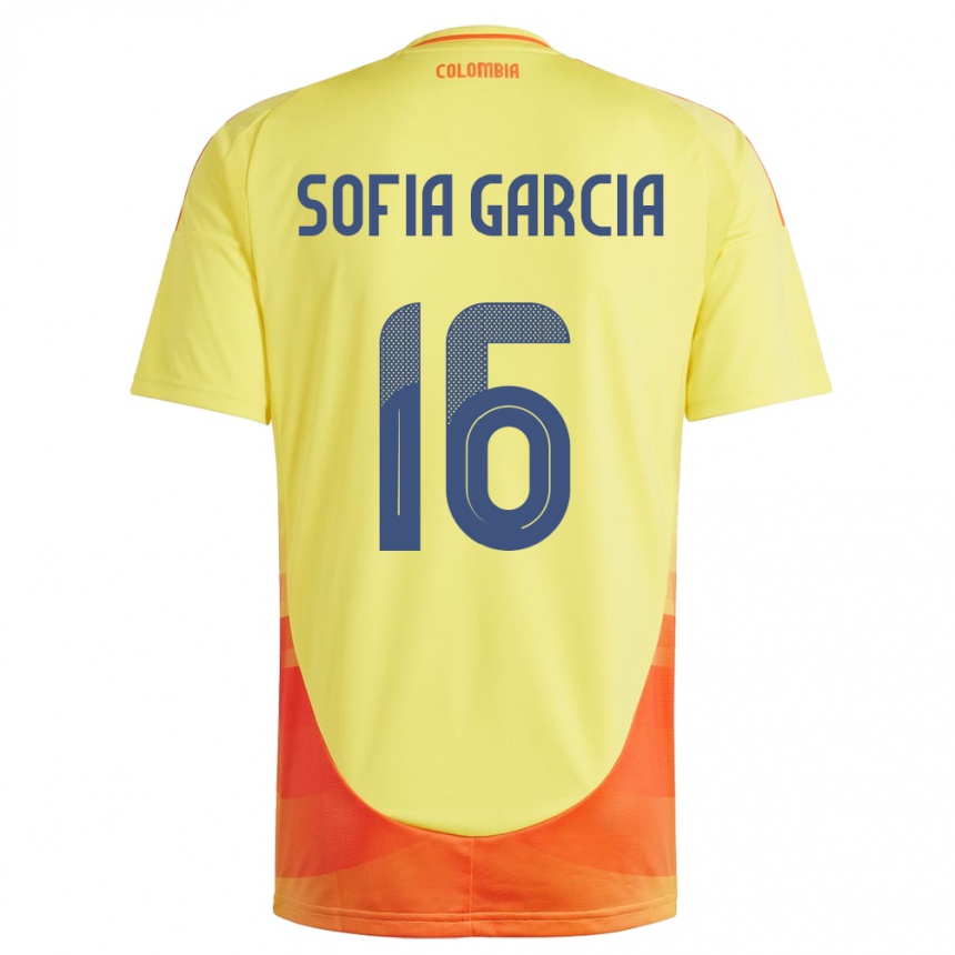 Niño Fútbol Camiseta Colombia Sofía García #16 Amarillo 1ª Equipación 24-26 Argentina