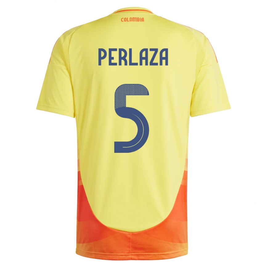 Niño Fútbol Camiseta Colombia Stefania Perlaza #5 Amarillo 1ª Equipación 24-26 Argentina