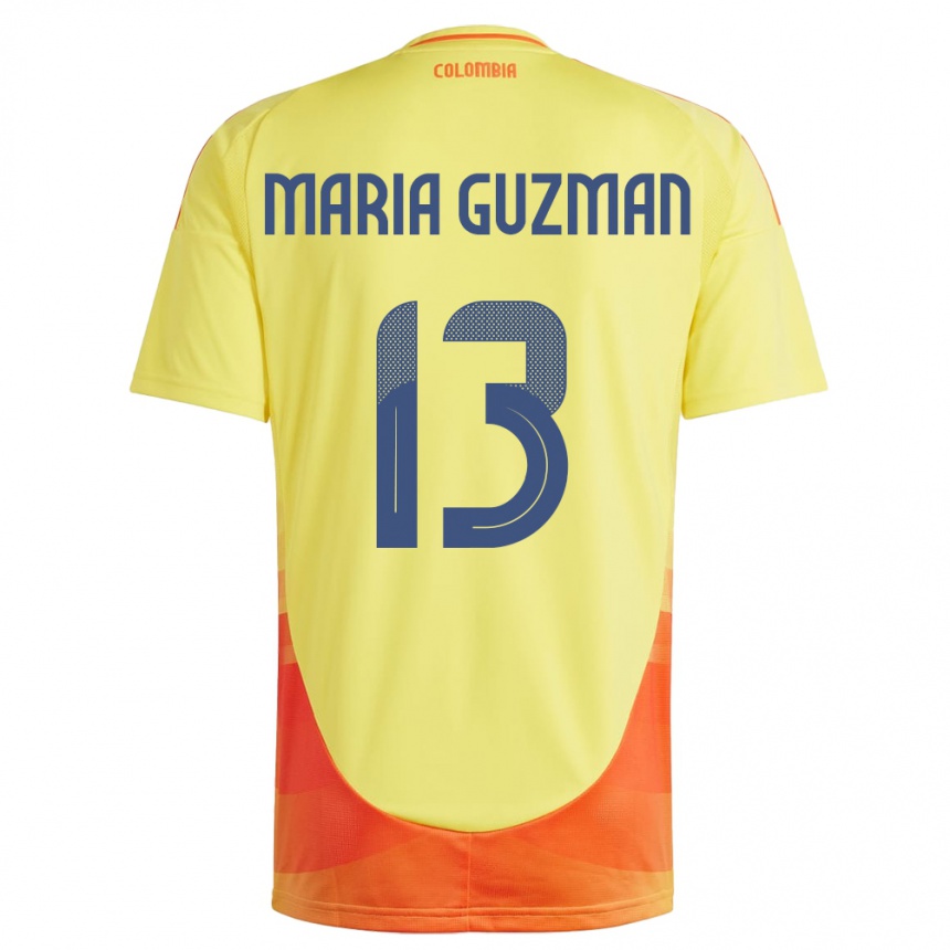 Niño Fútbol Camiseta Colombia Ana María Guzmán #13 Amarillo 1ª Equipación 24-26 Argentina