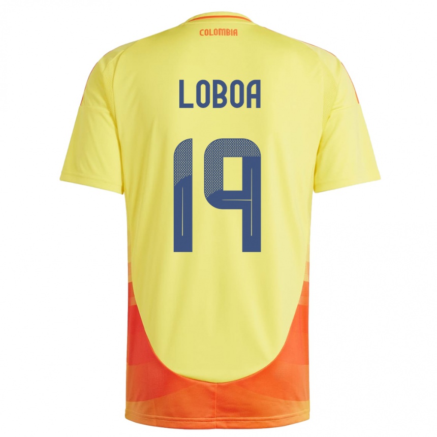 Niño Fútbol Camiseta Colombia Valerin Loboa #19 Amarillo 1ª Equipación 24-26 Argentina