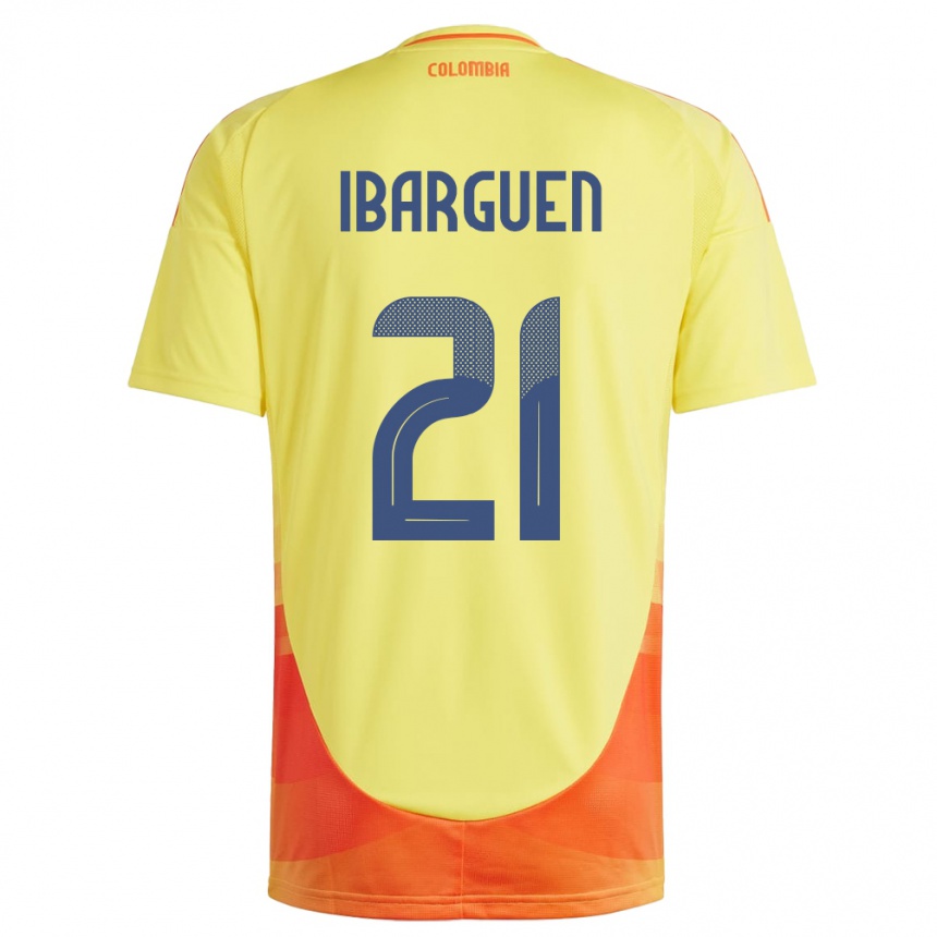 Niño Fútbol Camiseta Colombia Kelly Ibargüen #21 Amarillo 1ª Equipación 24-26 Argentina