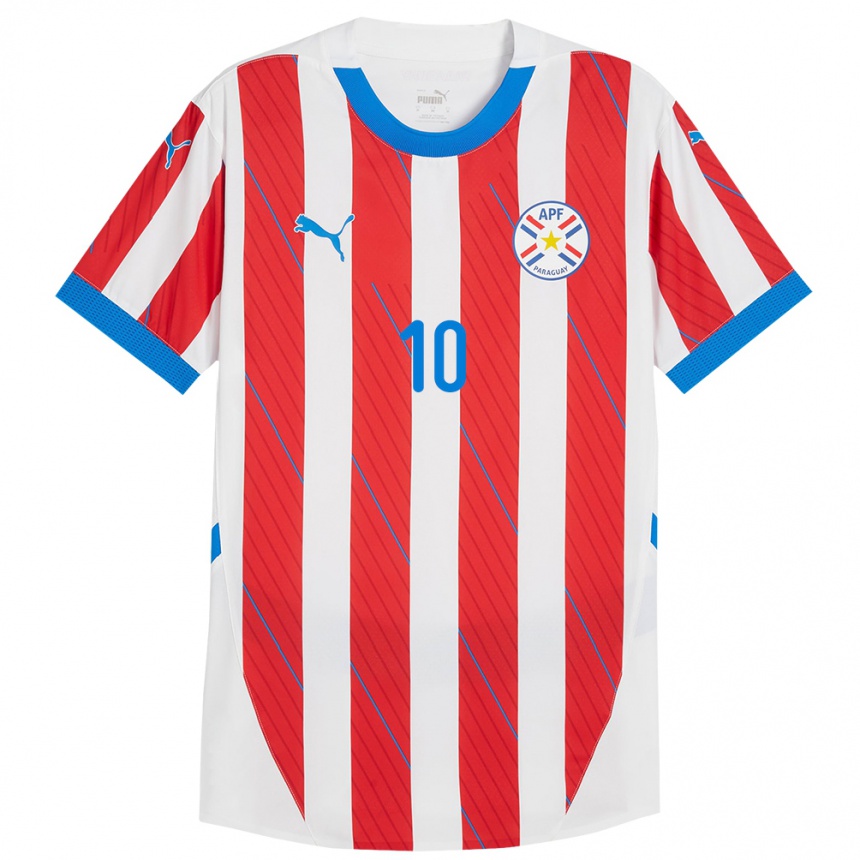 Niño Fútbol Camiseta Paraguay Wílder Viera #10 Blanco Rojo 1ª Equipación 24-26 Argentina