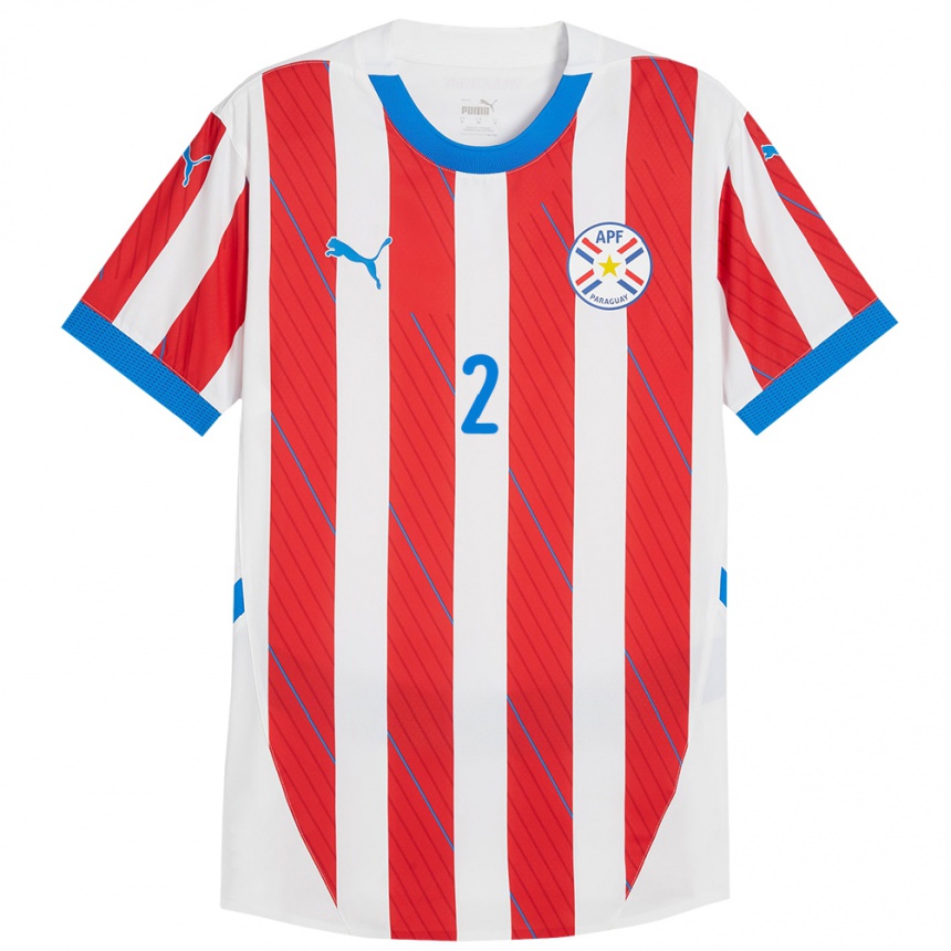 Niño Fútbol Camiseta Paraguay Robert Rojas #2 Blanco Rojo 1ª Equipación 24-26 Argentina