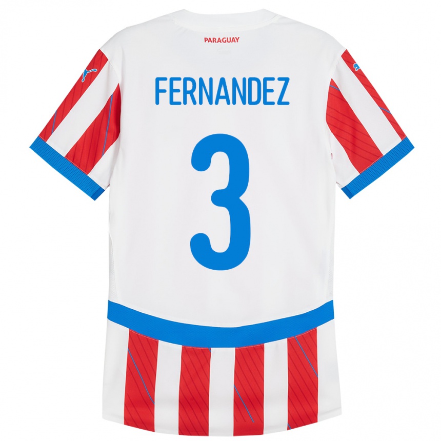 Niño Fútbol Camiseta Paraguay Roberto Fernández #3 Blanco Rojo 1ª Equipación 24-26 Argentina