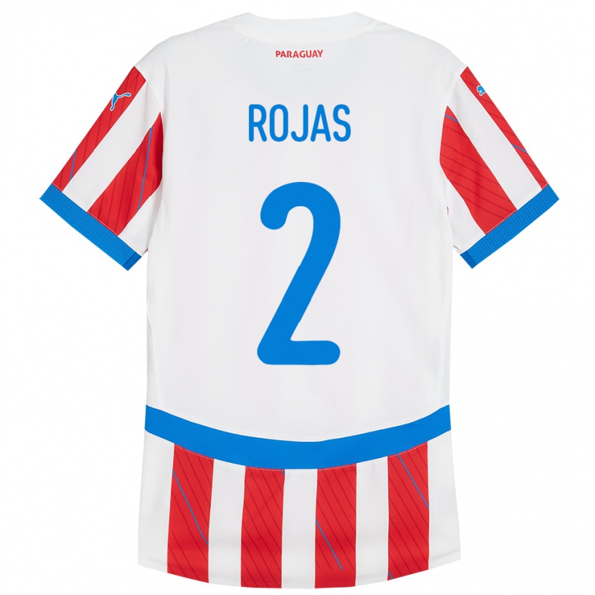 Niño Fútbol Camiseta Paraguay Robert Rojas #2 Blanco Rojo 1ª Equipación 24-26 Argentina