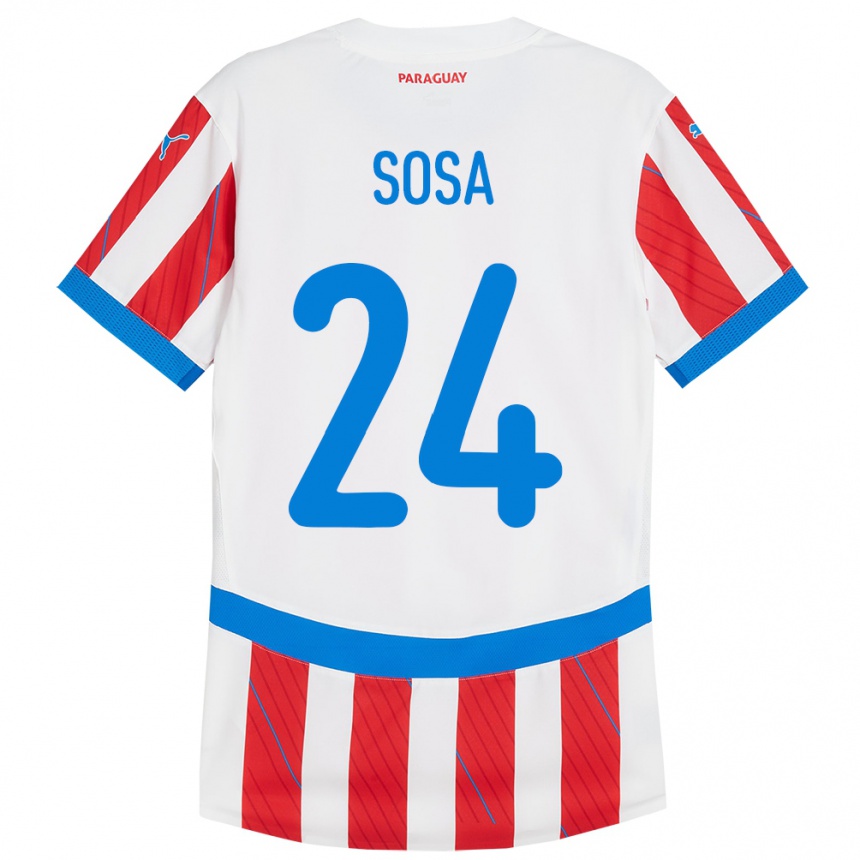 Niño Fútbol Camiseta Paraguay Ramón Sosa #24 Blanco Rojo 1ª Equipación 24-26 Argentina