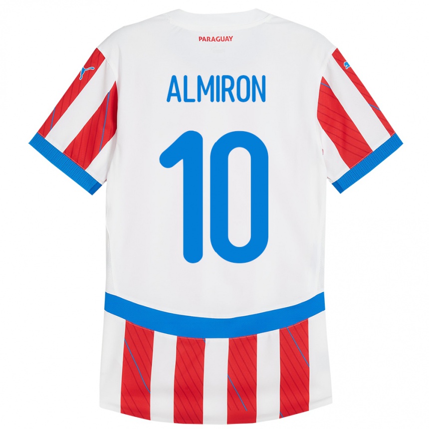 Niño Fútbol Camiseta Paraguay Miguel Almirón #10 Blanco Rojo 1ª Equipación 24-26 Argentina