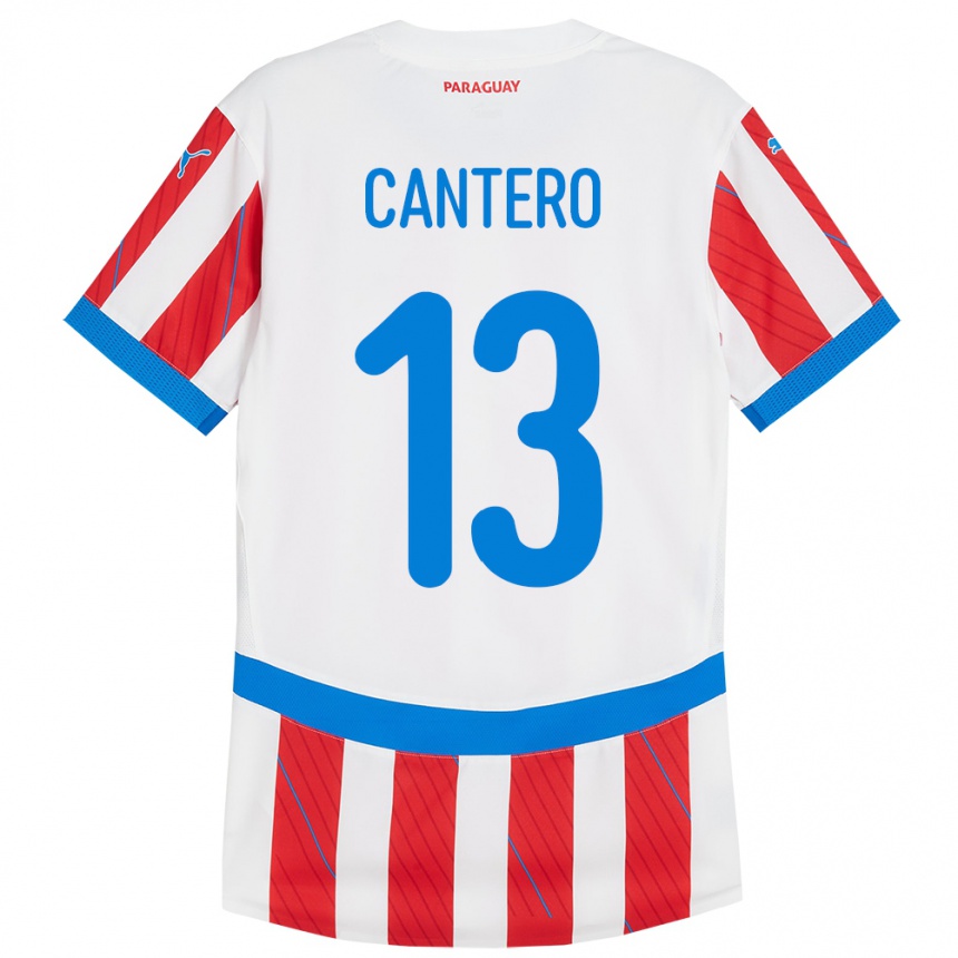 Niño Fútbol Camiseta Paraguay Alexis Cantero #13 Blanco Rojo 1ª Equipación 24-26 Argentina