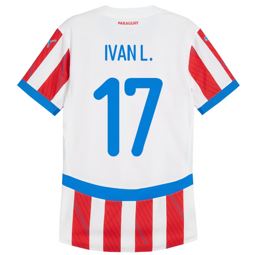 Niño Fútbol Camiseta Paraguay Iván Leguizamón #17 Blanco Rojo 1ª Equipación 24-26 Argentina