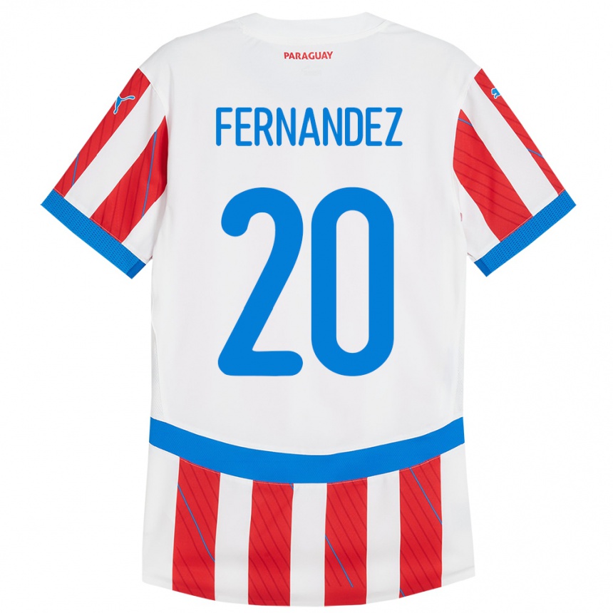 Niño Fútbol Camiseta Paraguay Marcelo Fernández #20 Blanco Rojo 1ª Equipación 24-26 Argentina