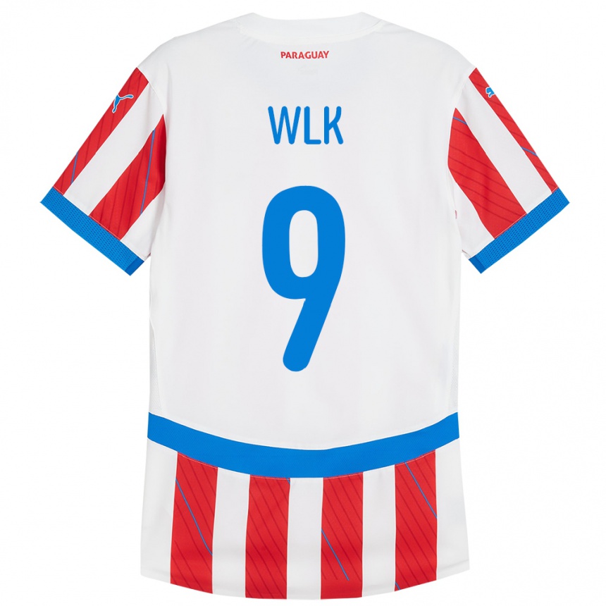 Niño Fútbol Camiseta Paraguay Allan Wlk #9 Blanco Rojo 1ª Equipación 24-26 Argentina