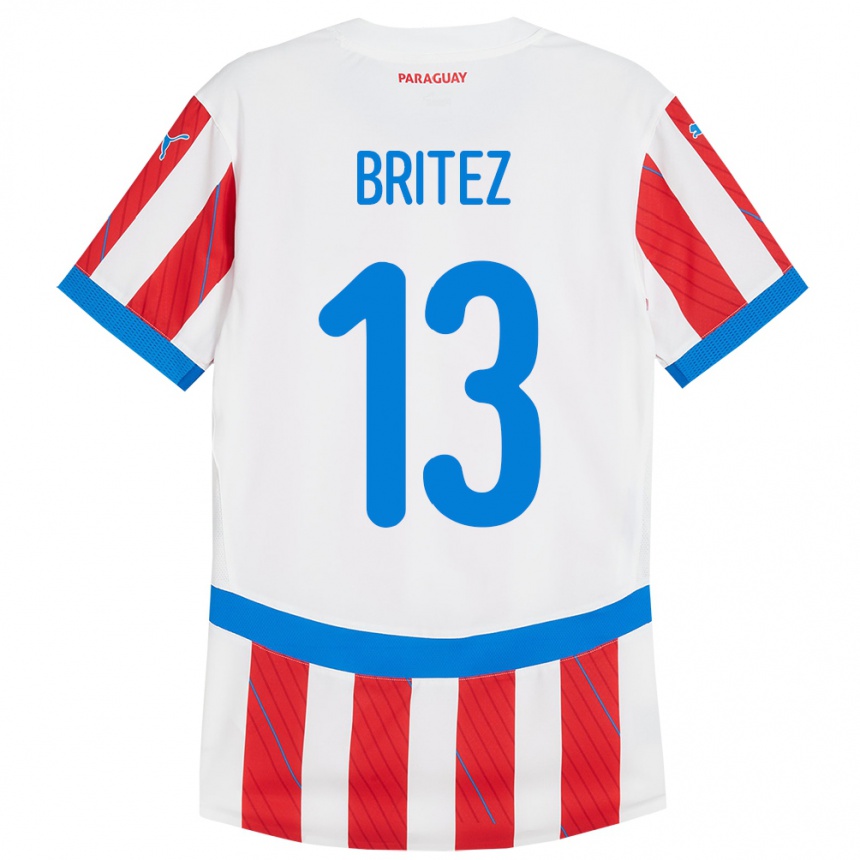 Niño Fútbol Camiseta Paraguay Abel Brítez #13 Blanco Rojo 1ª Equipación 24-26 Argentina