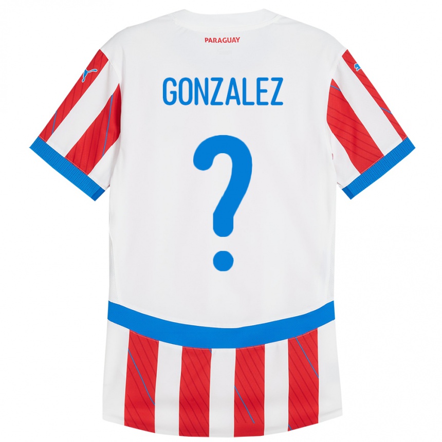 Niño Fútbol Camiseta Paraguay Antonio González #0 Blanco Rojo 1ª Equipación 24-26 Argentina