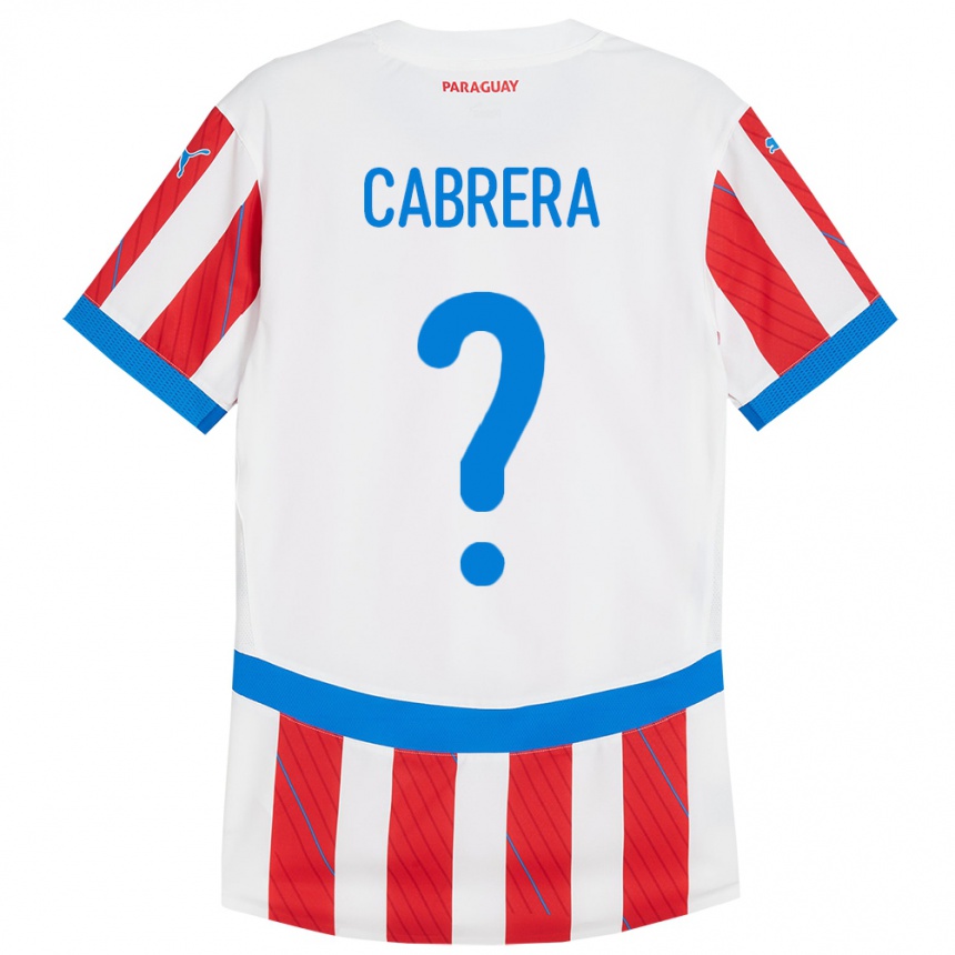 Niño Fútbol Camiseta Paraguay Ivan Cabrera #0 Blanco Rojo 1ª Equipación 24-26 Argentina