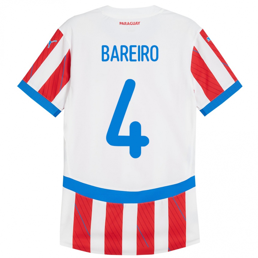 Niño Fútbol Camiseta Paraguay Daysy Bareiro #4 Blanco Rojo 1ª Equipación 24-26 Argentina