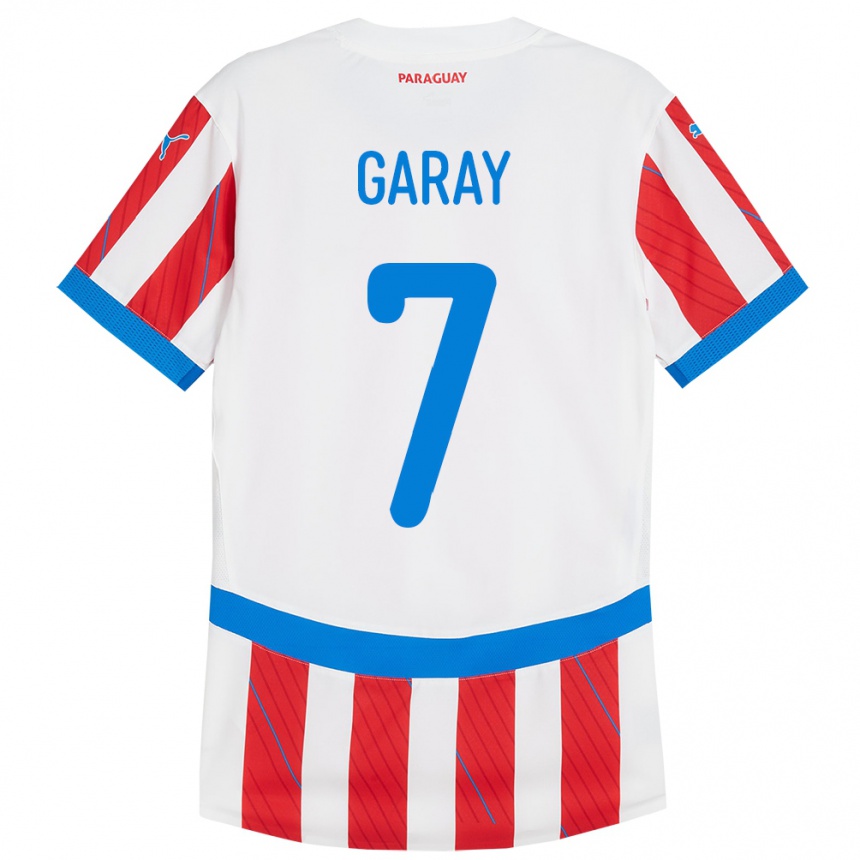 Niño Fútbol Camiseta Paraguay Griselda Garay #7 Blanco Rojo 1ª Equipación 24-26 Argentina