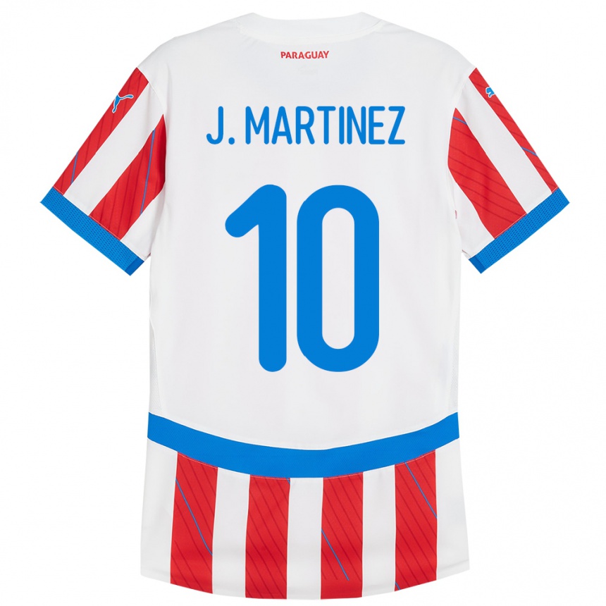 Niño Fútbol Camiseta Paraguay Jessica Martínez #10 Blanco Rojo 1ª Equipación 24-26 Argentina