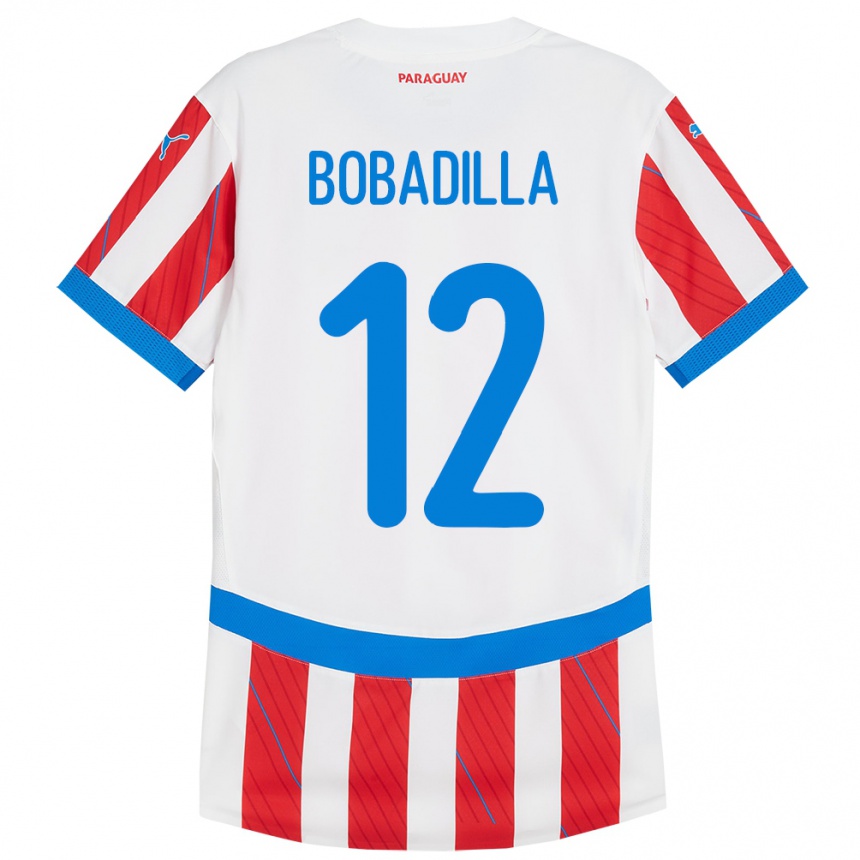 Niño Fútbol Camiseta Paraguay Alicia Bobadilla #12 Blanco Rojo 1ª Equipación 24-26 Argentina